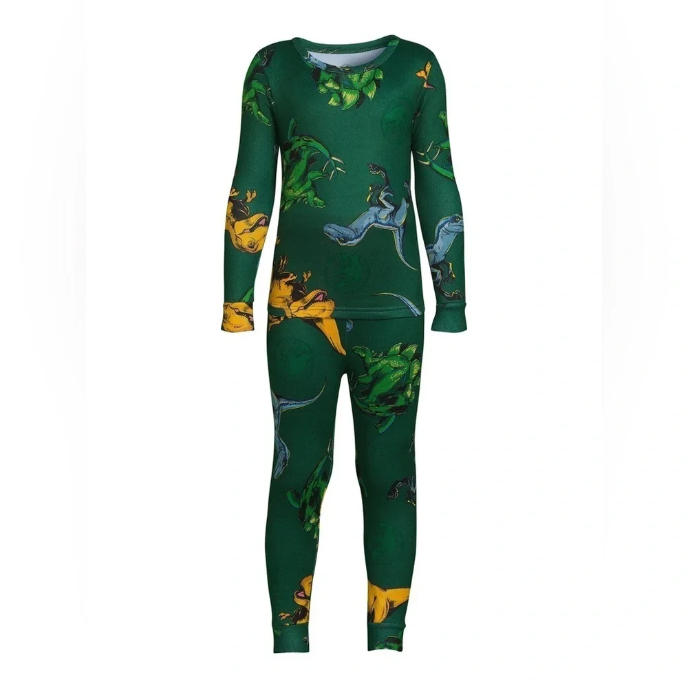 Kids Dinosaur Pajama Set - Green and Blue